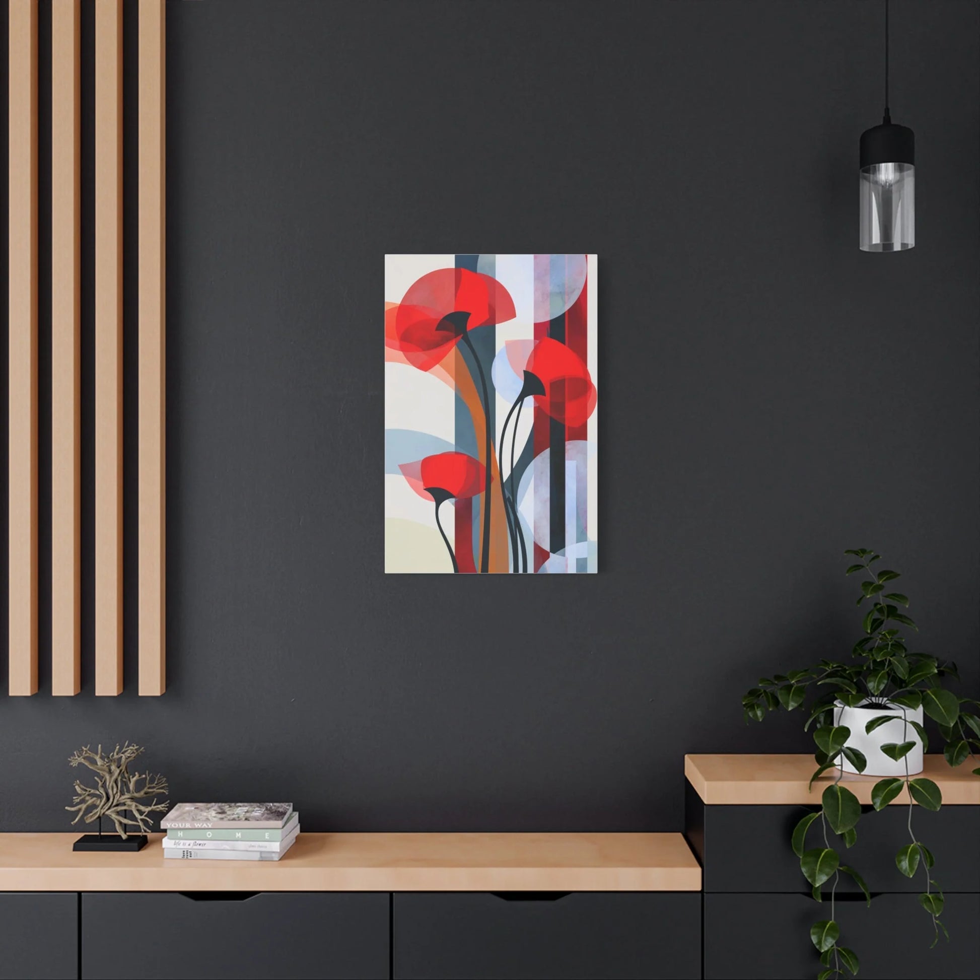 Tableau Coquelicot Minimaliste - Design Scandinave - vue intérieur architecte