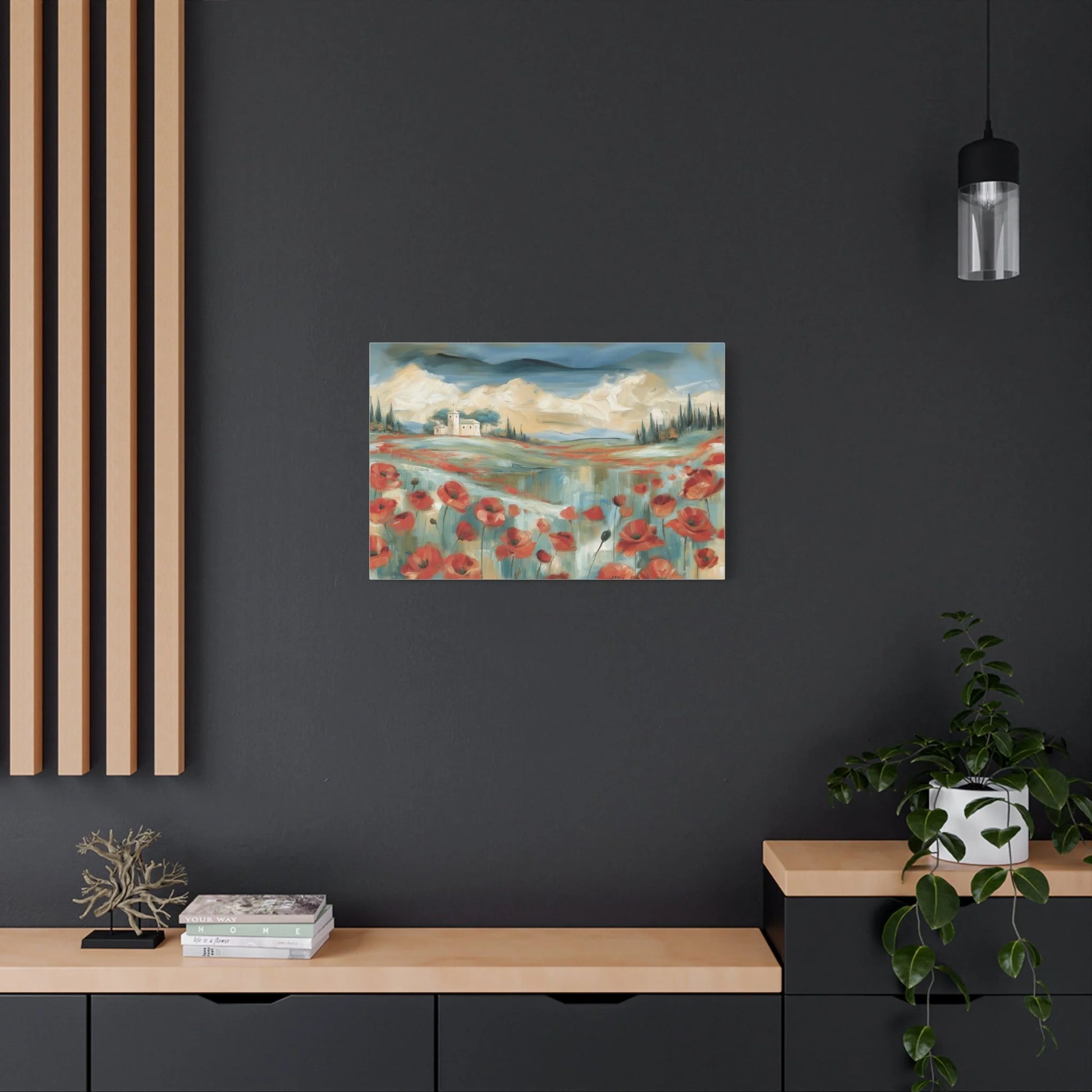 Tableau Champ de Coquelicots - Hommage à Monet - vue intérieur architecte