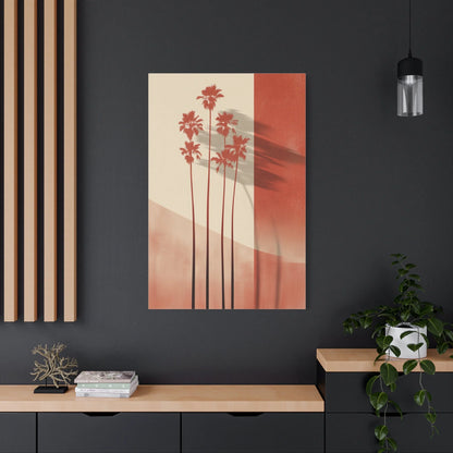 Tableau Palmiers Vertical Terracotta - Quatuor de Palmes — Art Virtuoso
