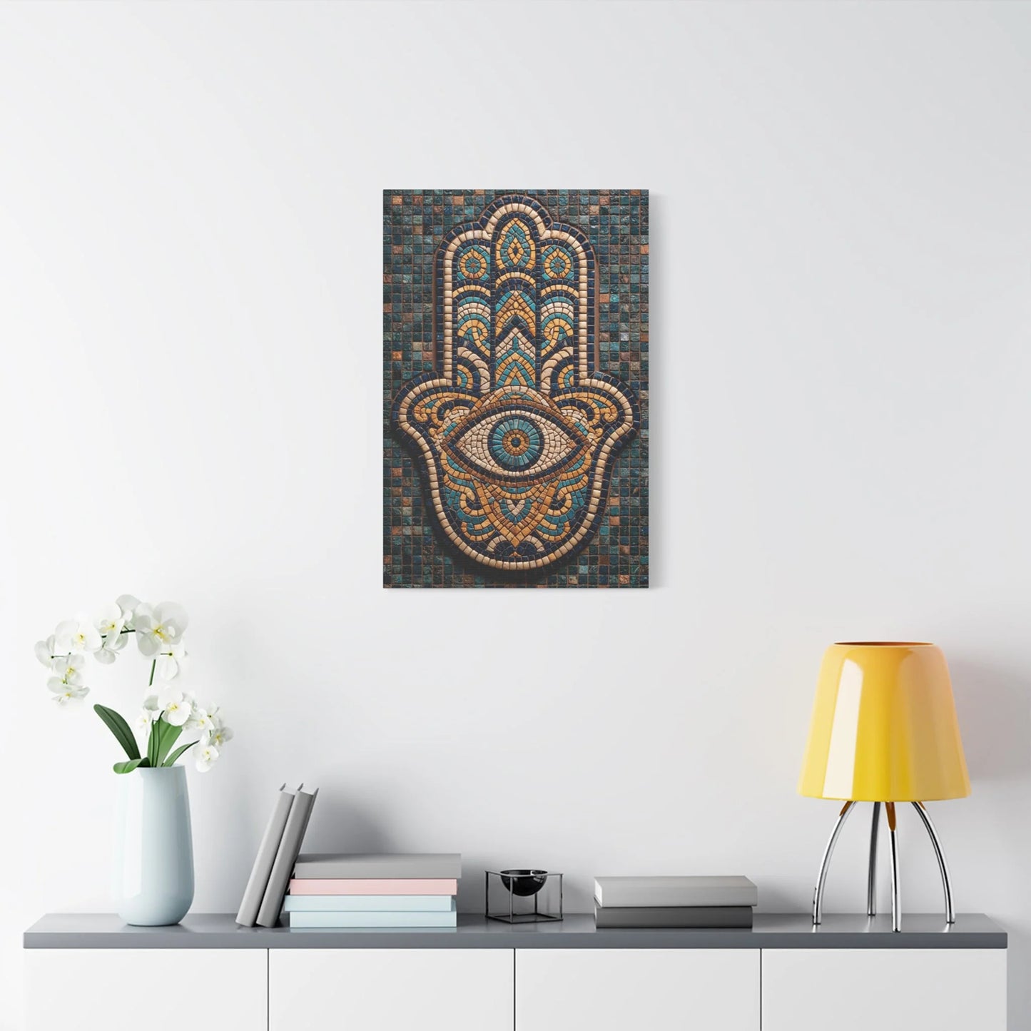 Tableau en Mosaïque Main de Fatima - Khamsa Protectrice - grand format salon spacieux