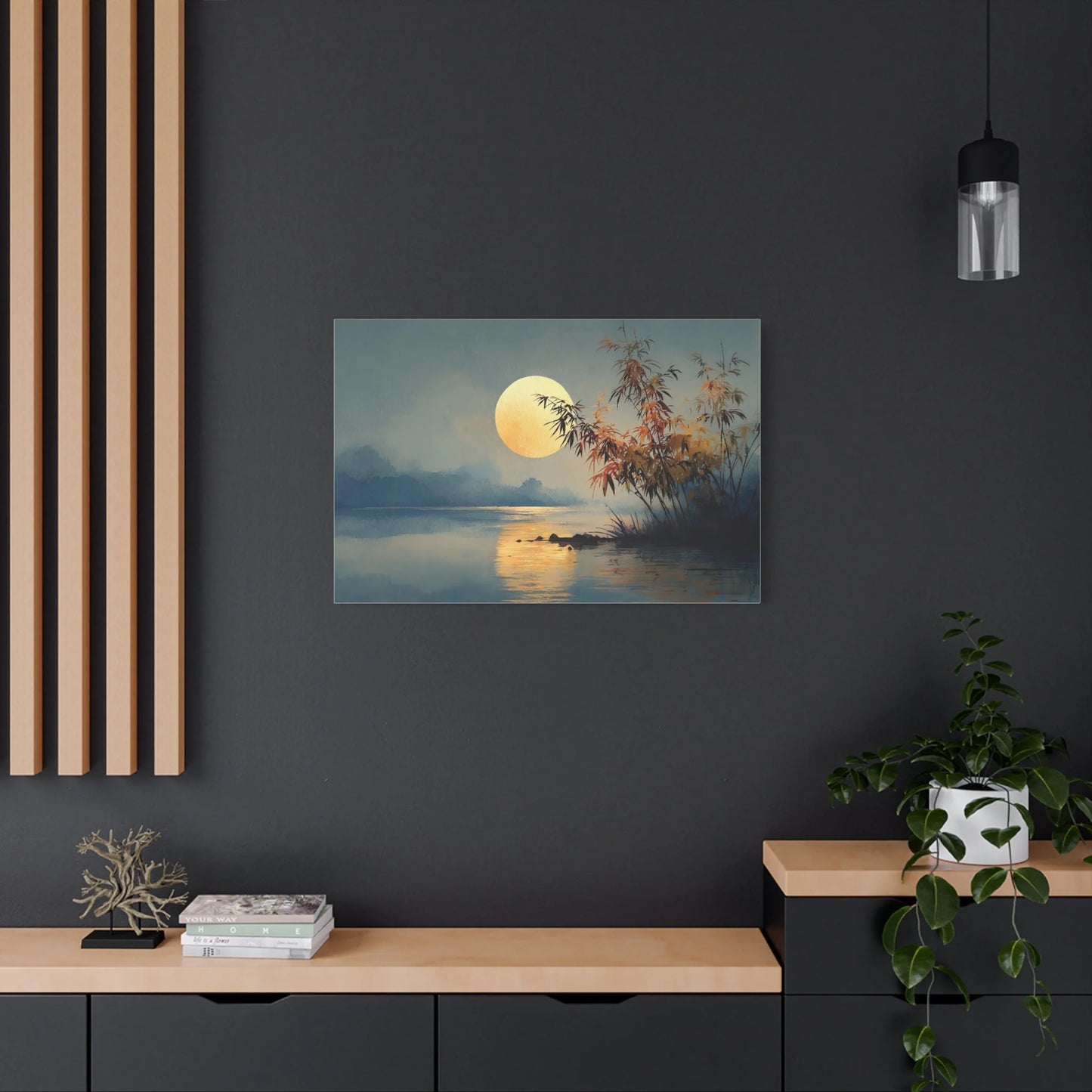 Tableau Pleine lune atmosphère nocturne contemplative
