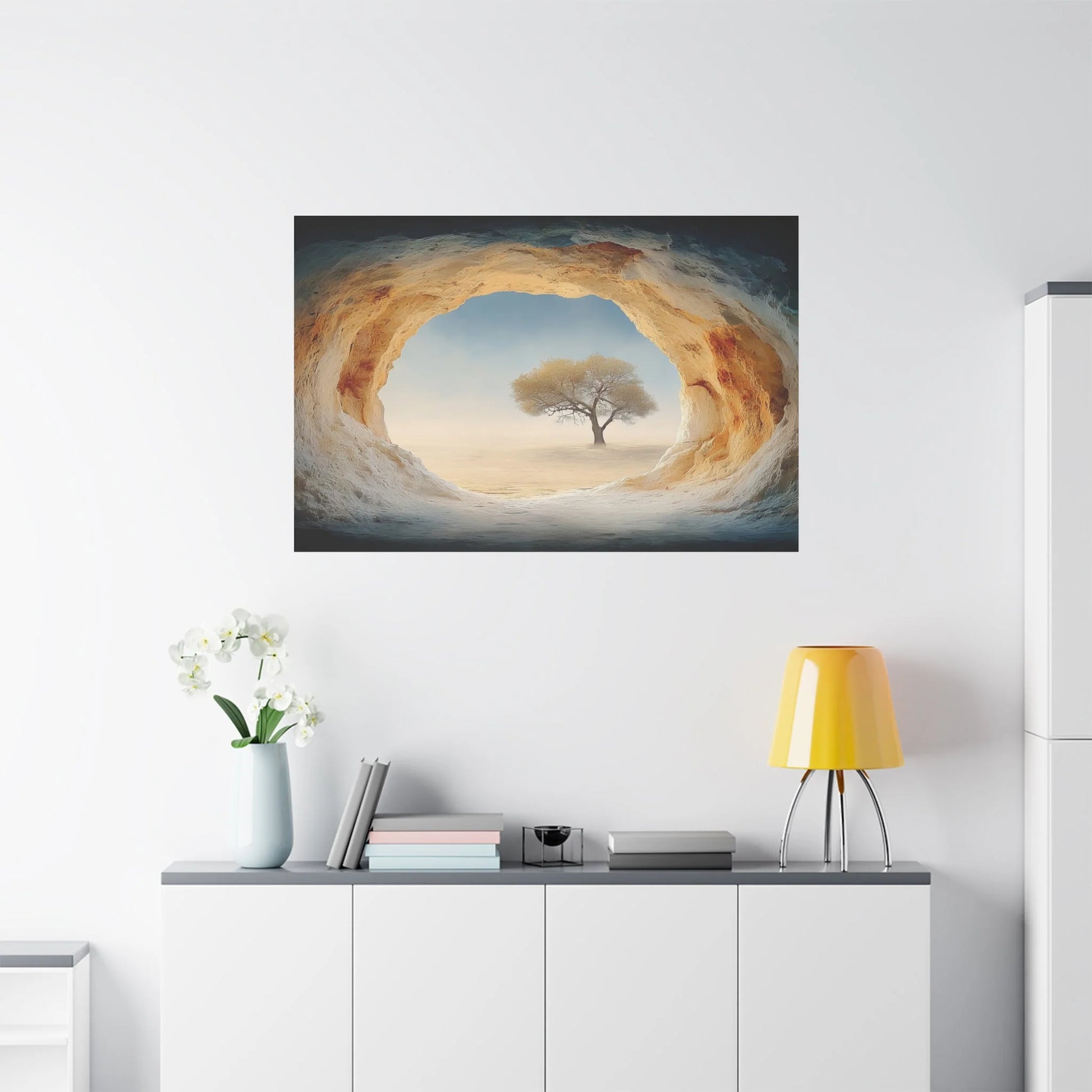 Tableau Grotte zen dans un salon contemporain