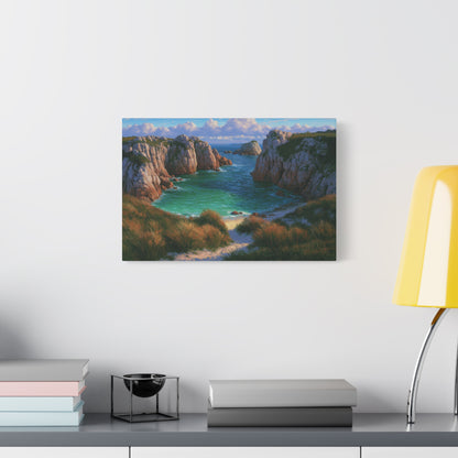 Crique bretonne sauvage avec falaises rocheuses et eau turquoise - Art Virtuoso - vue 7/20