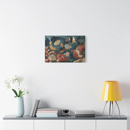 Tableau en Mosaïque Poisson Corail - Lagune de Tesselles - ambiance chambre adulte