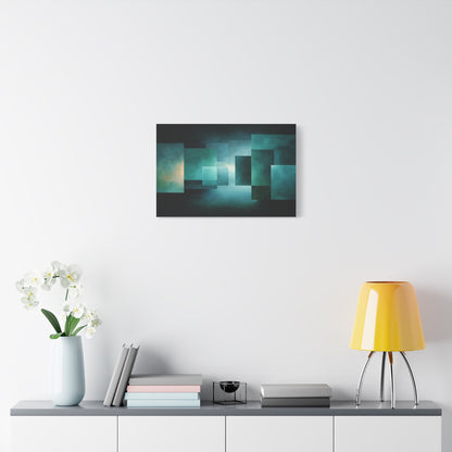 Tableau Volumes suspendus vert sauge esprit Bauhaus