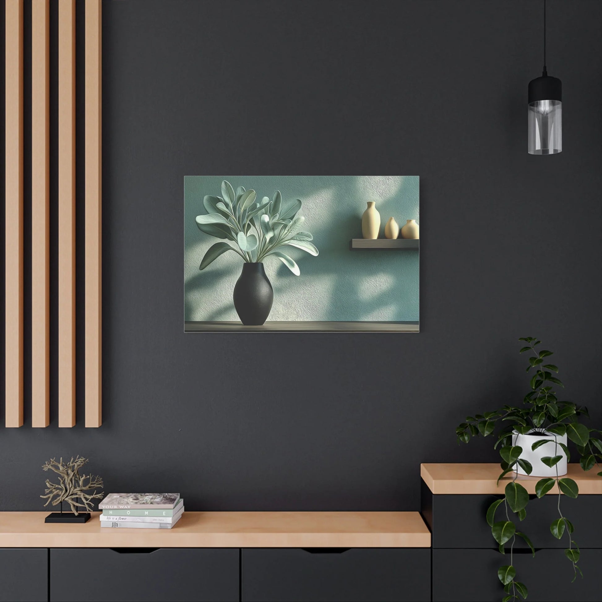 Tableau Bouquet sauge vert sauge atmosphère lumière oblique