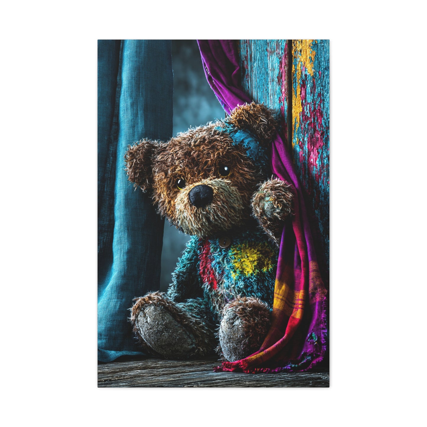 Tableau Ours en Peluche - Compagnon Bohème - format XL