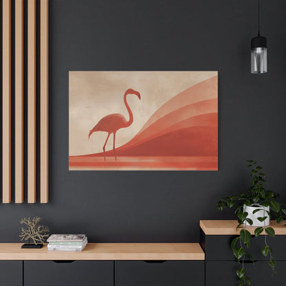 Tableau Flamant Rose Terracotta - Silhouette du Soir — Art Virtuoso