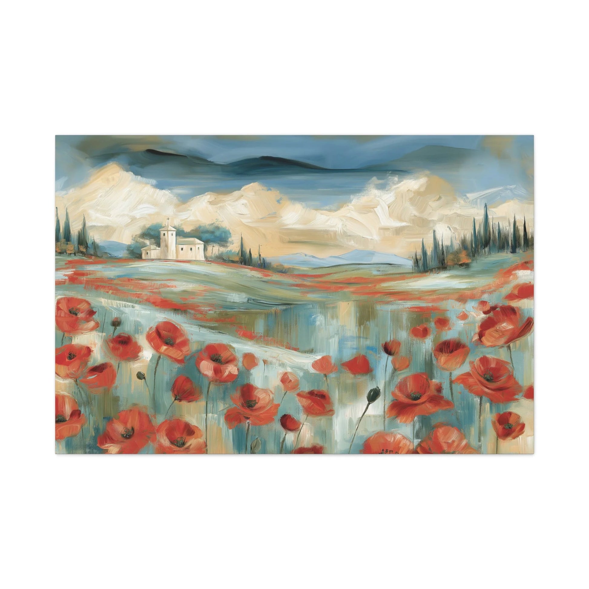 Tableau Champ de Coquelicots - Hommage à Monet - mise en scène entrée moderne