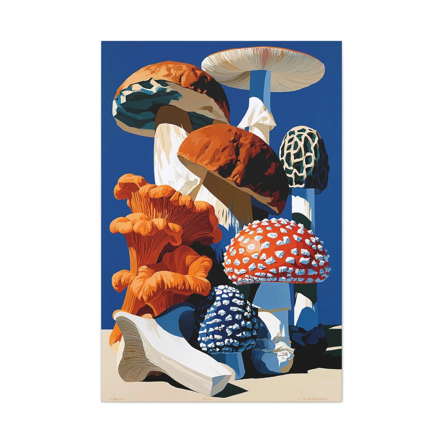 Tableau Nature Morte Planche Botanique Champignons - Cabinet Forestier - mise en scène entrée moderne