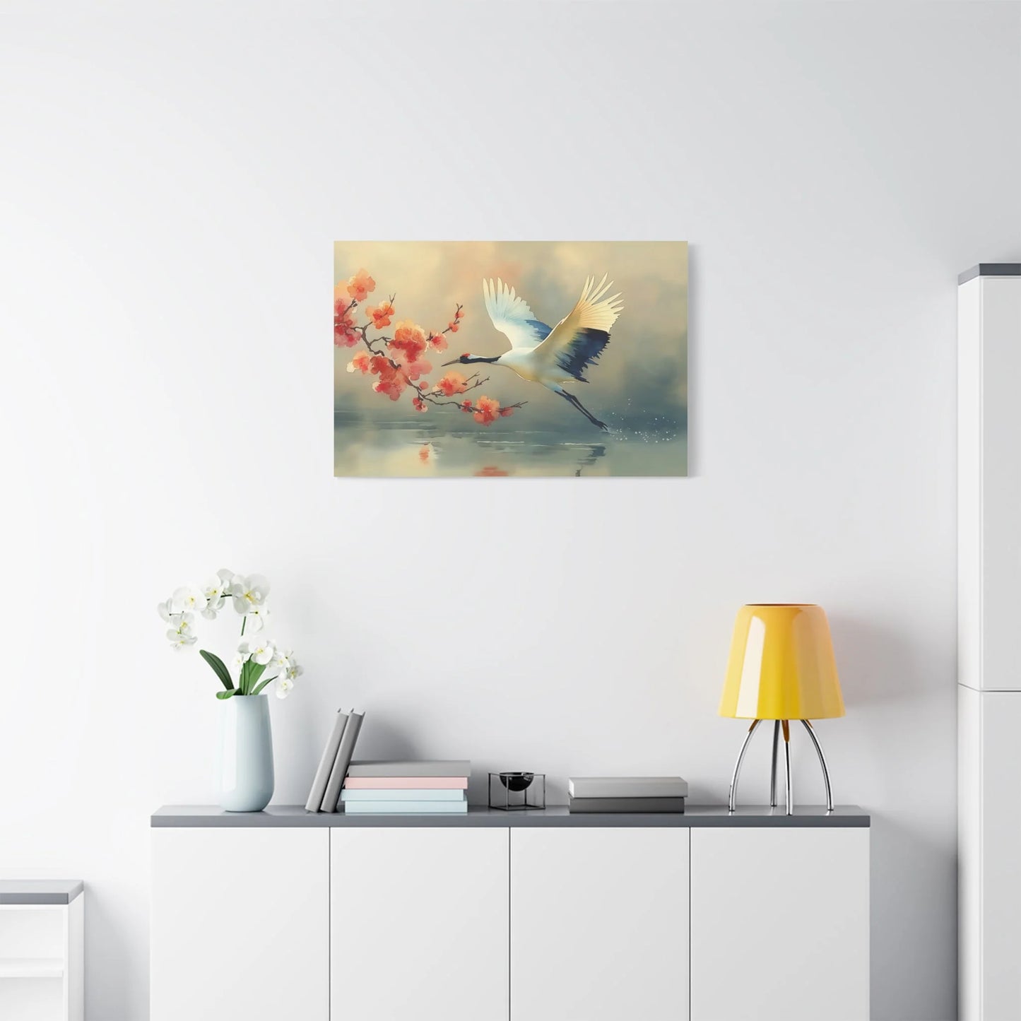 Tableau Tableau grue zen ambiance japandi