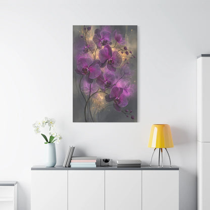 Tableau Orchidée violet dans un salon contemporain