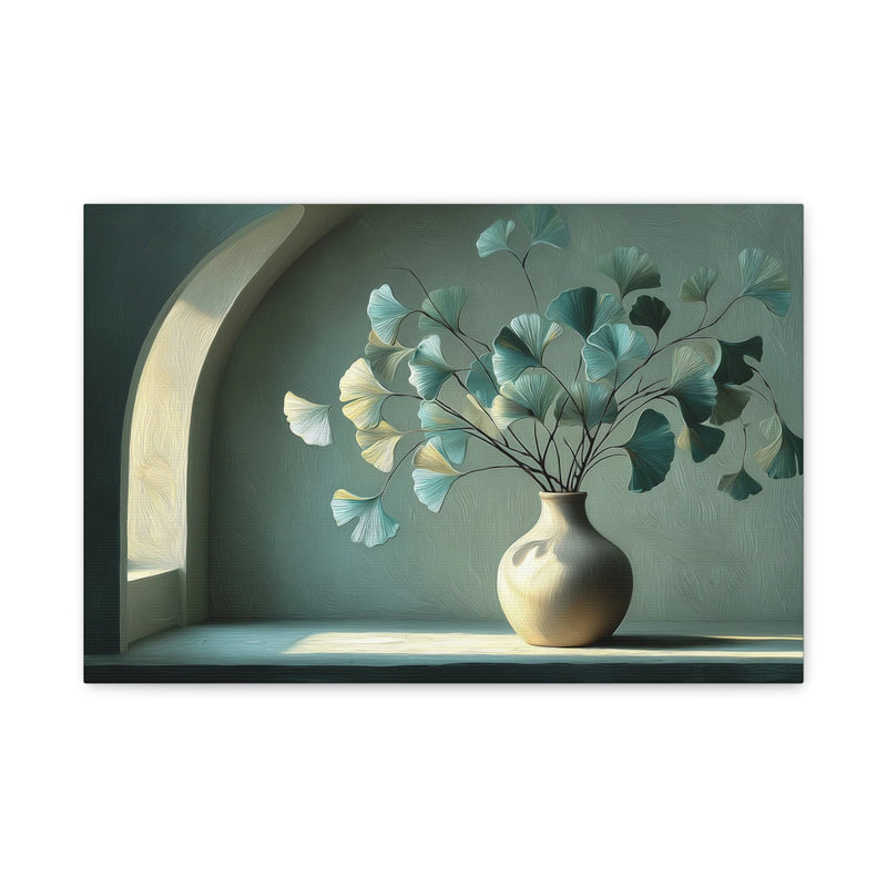 Tableau Vert Sauge et Beige - Ginkgo Doré