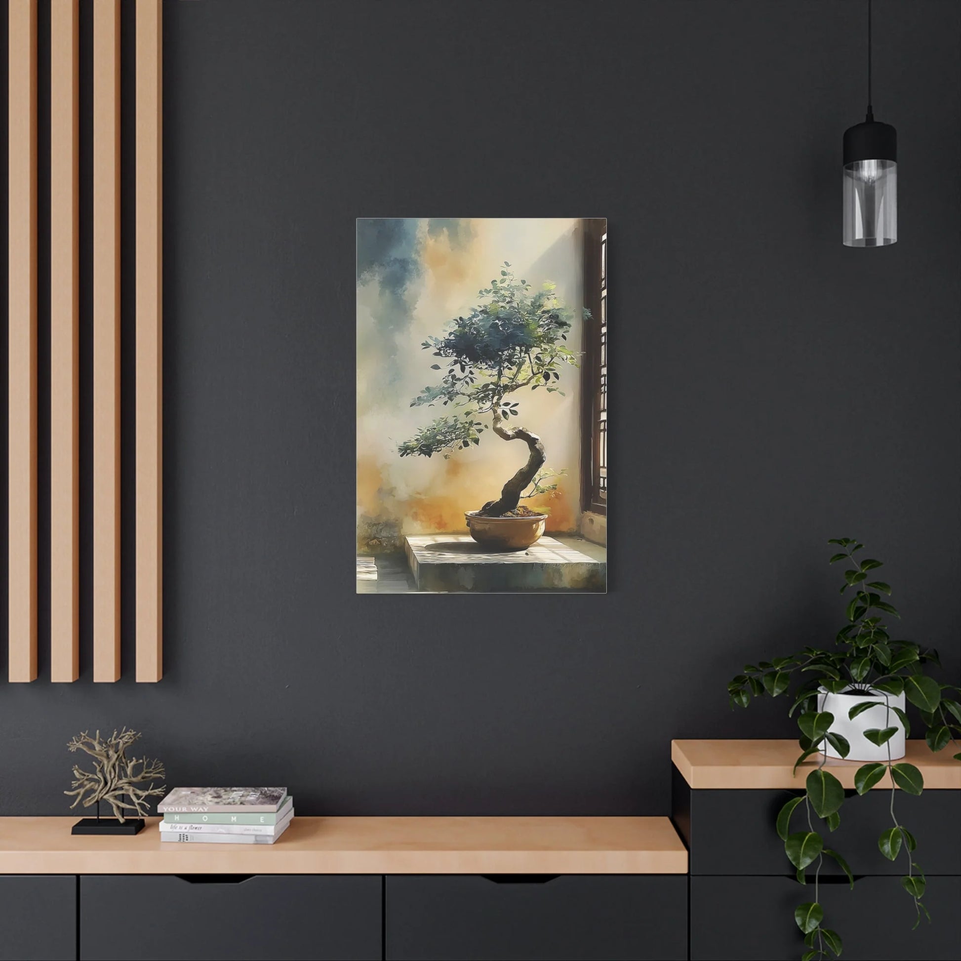 Tableau Bonsaï zen atmosphère sumi-e contemporain