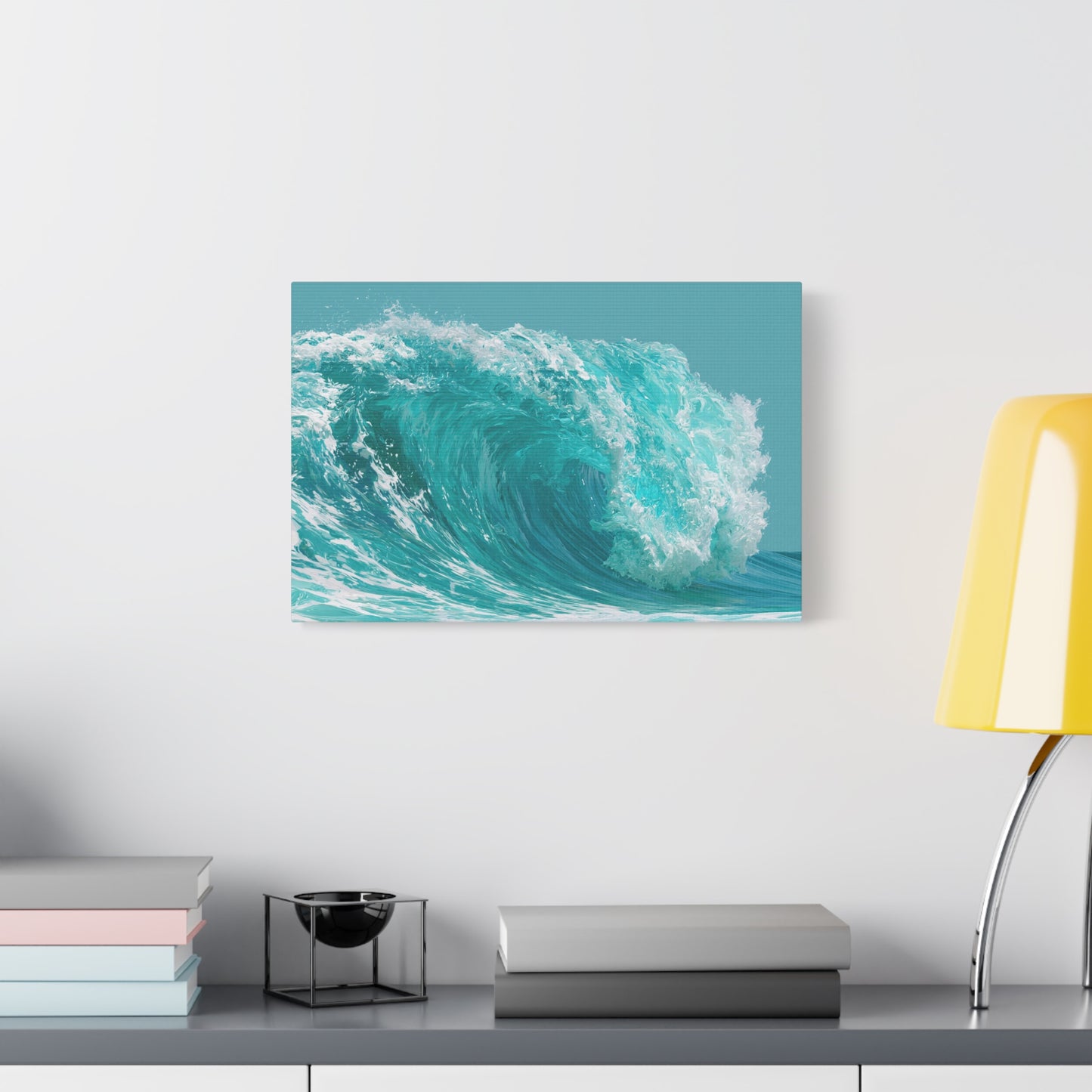 Grande vague turquoise graphique avec rouleau et ecume blanche - Art Virtuoso - vue 7/20