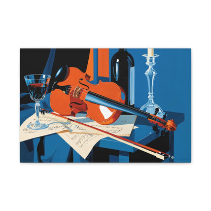 Tableau Nature Morte Violon Partition Vin - Accord du Soir