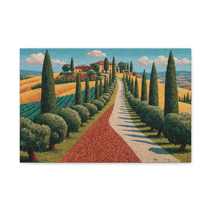Tableau en Mosaïque Toscane Cyprès - Vignobles de Pierre