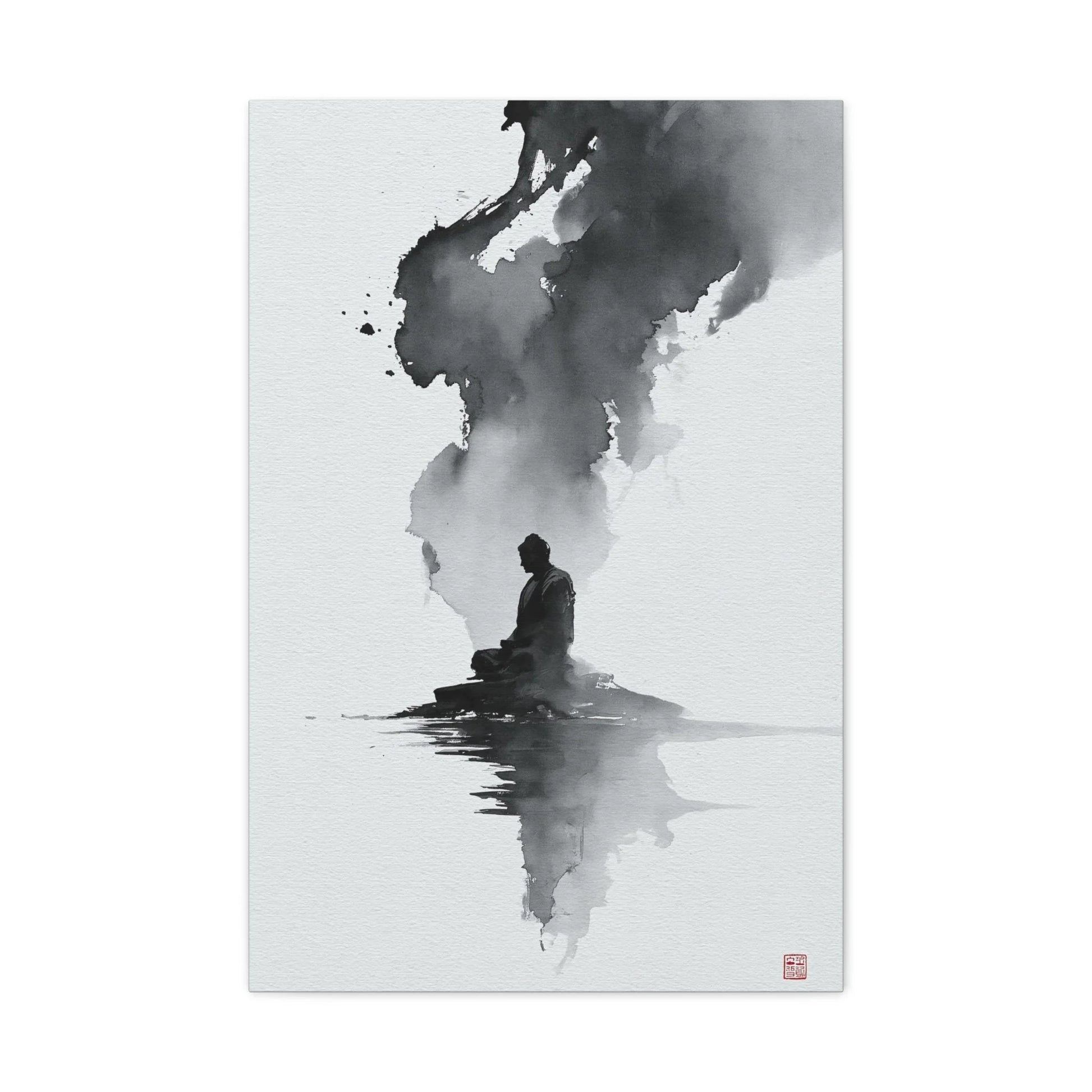 Tableau Calligraphie Bouddhique - Sagesse en Sumi-e - intégration salon scandinave