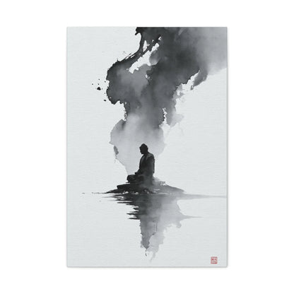 Tableau Calligraphie Bouddhique - Sagesse en Sumi-e - intégration salon scandinave