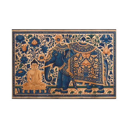 Tableau Bouddha et Éléphant - Miniature Indienne - intégration salon scandinave