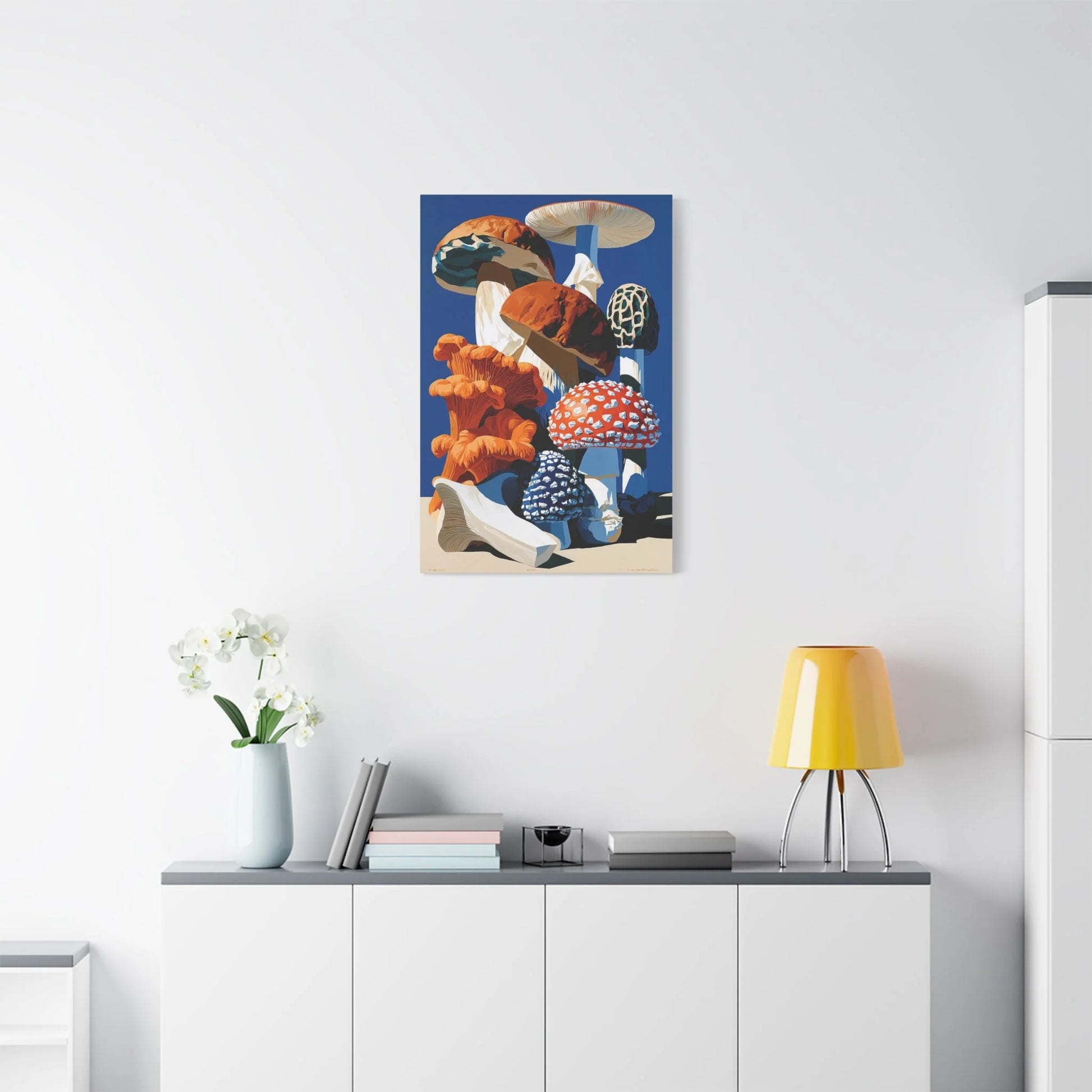 Tableau Nature Morte Planche Botanique Champignons - Cabinet Forestier - ambiance loft haut de plafond