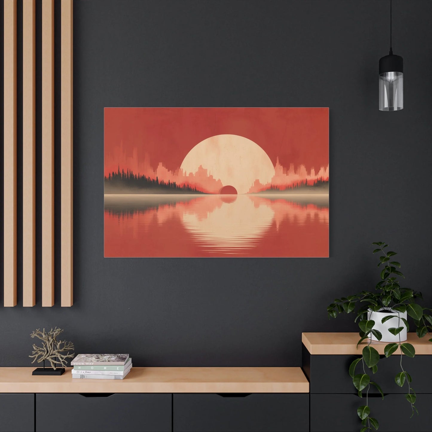 Tableau Horizon Marin Abstrait Terracotta - Aube sur la Forêt — Art Virtuoso