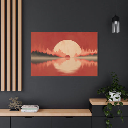 Tableau Horizon Marin Abstrait Terracotta - Aube sur la Forêt — Art Virtuoso