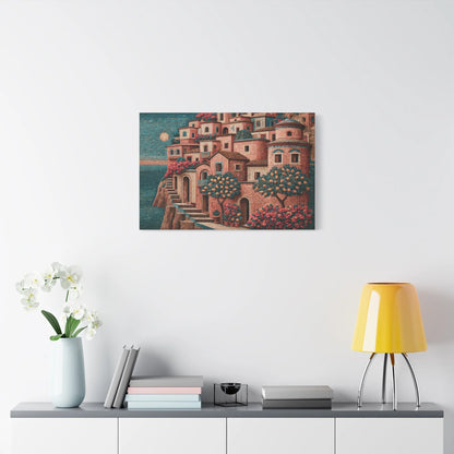 Tableau en Mosaïque Amalfi Ocre - Rivage de Tesselles - grand format salon spacieux