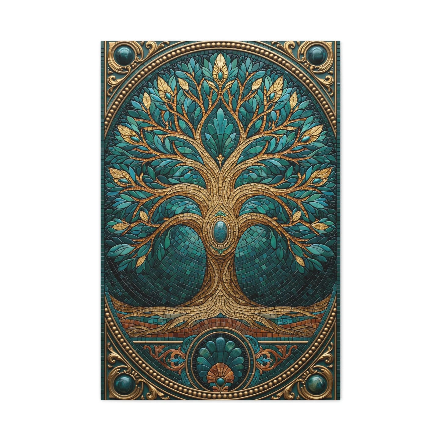 Tableau en Mosaïque Arbre de Vie - Racines Sacrées - ambiance bureau créatif
