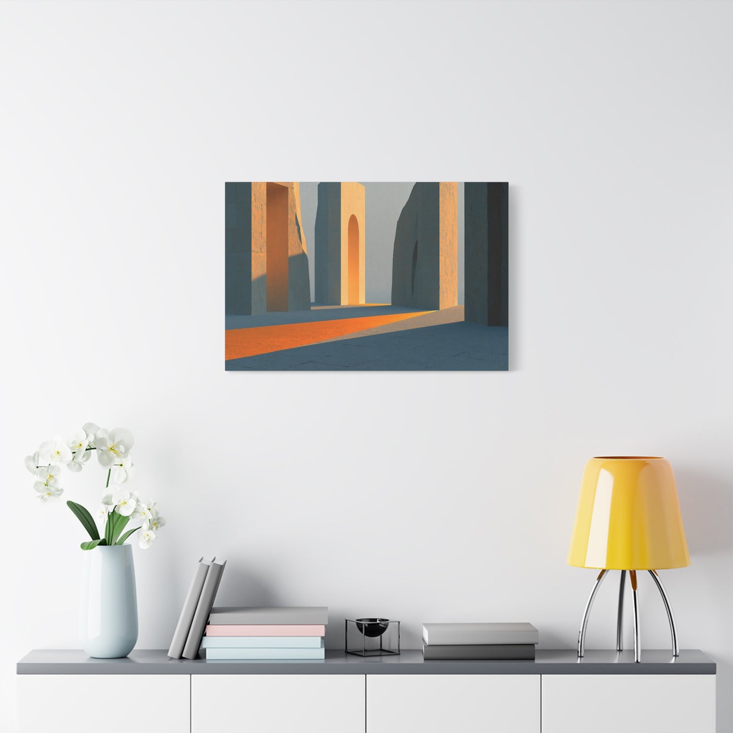 Grand Tableau Beige Or Portique Soleil