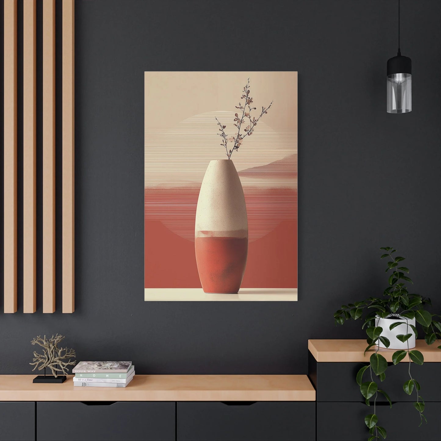 Tableau Vase Élancé Terracotta - Verticale d'Argile — Art Virtuoso