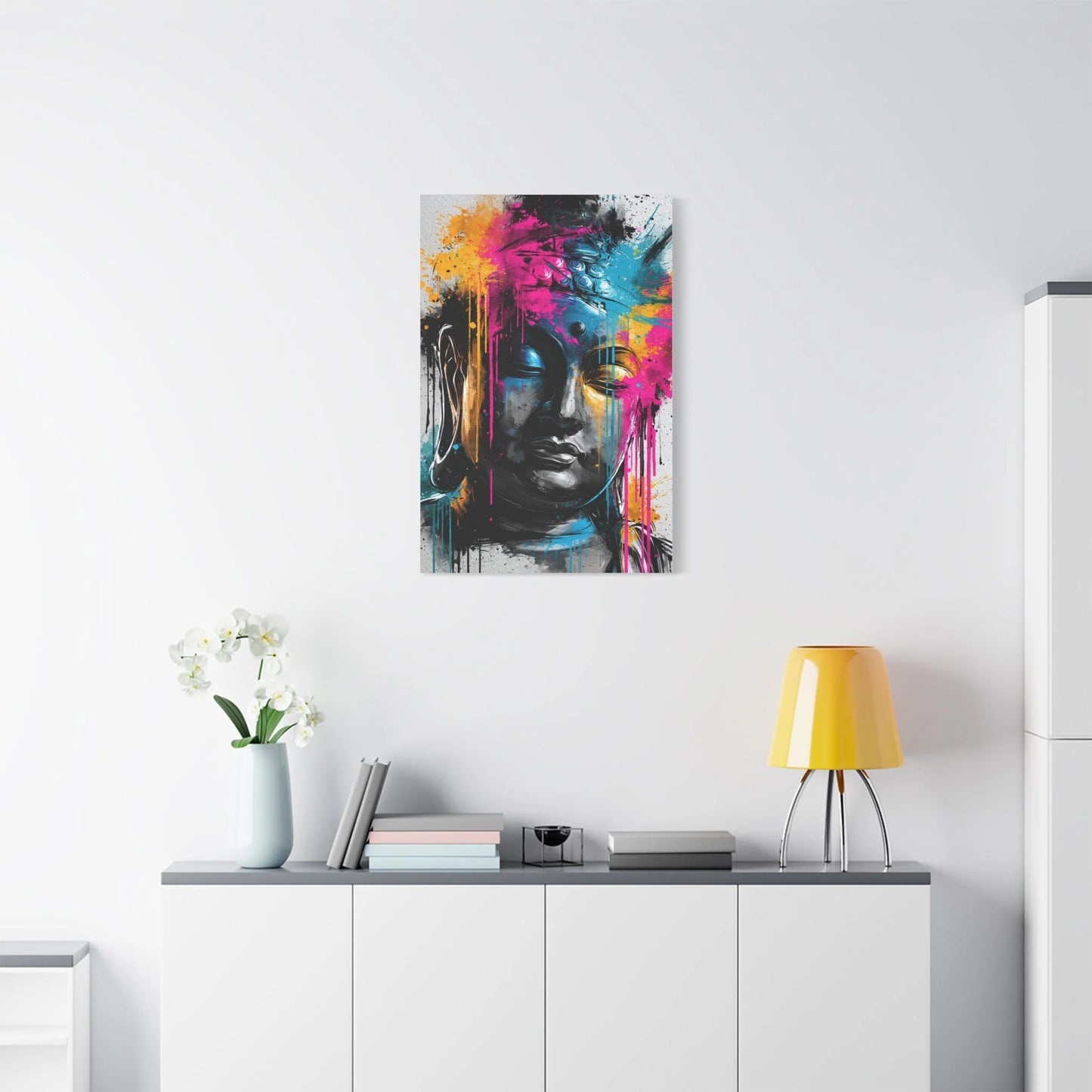 Tableau Bouddha Aquarelle - Splash de Pleine Conscience - ambiance loft haut de plafond
