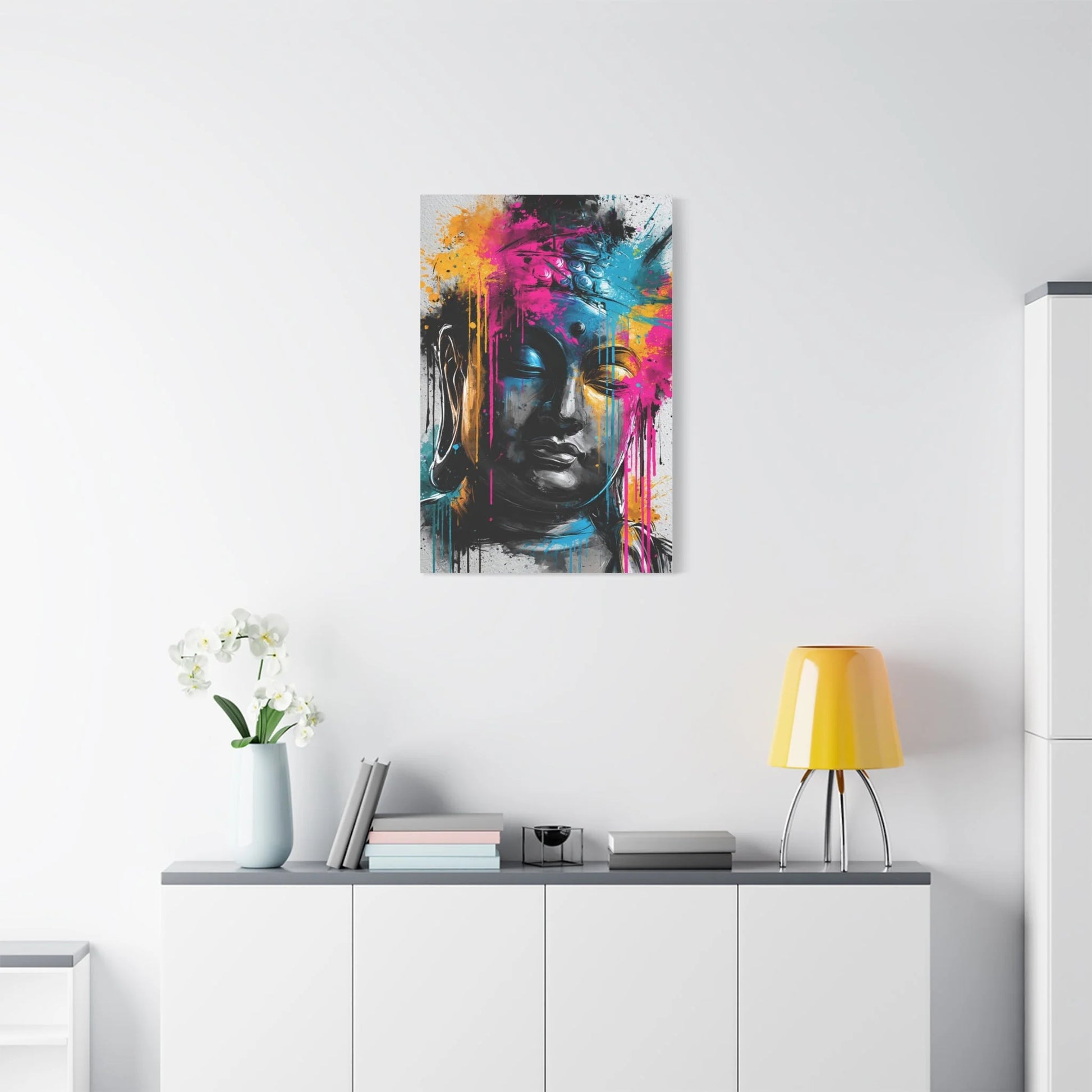 Tableau Bouddha Aquarelle - Splash de Pleine Conscience - ambiance loft haut de plafond
