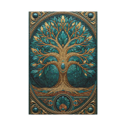 Tableau en Mosaïque Arbre de Vie - Racines Sacrées - intégration salon scandinave