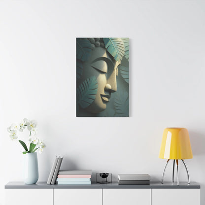Tableau Vue zoom feuillages tropicaux vert sauge