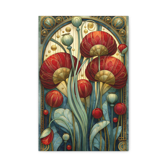 Tableau Coquelicots Art Nouveau - Hommage à Mucha