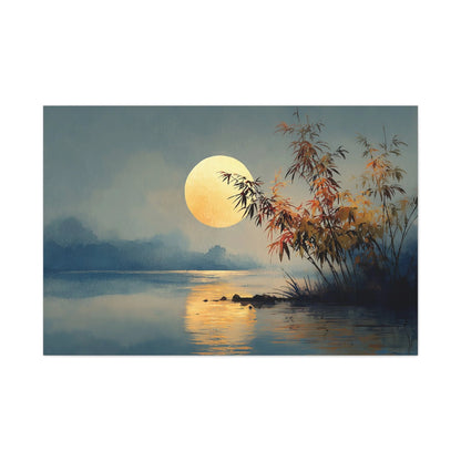 Tableau Tableau lune au-dessus d'un canapé en velours sombre