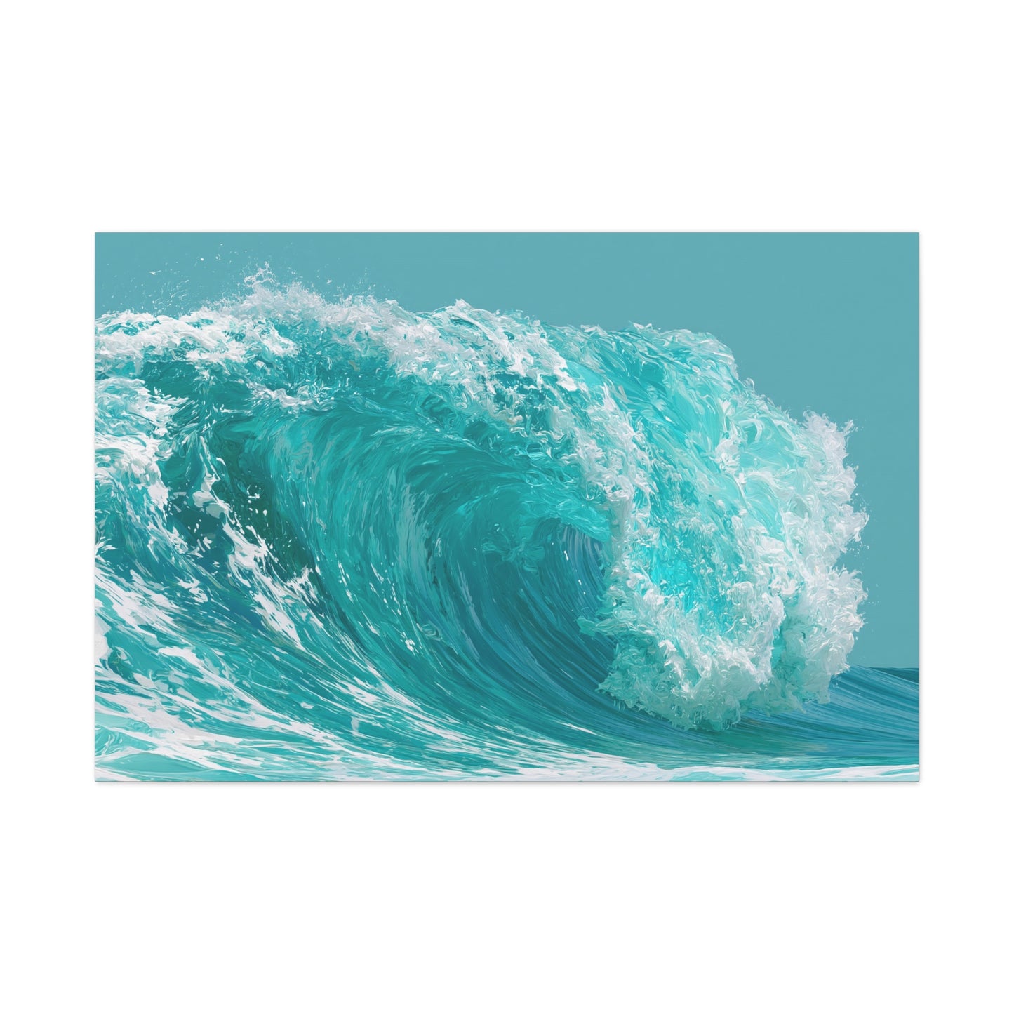 Grande vague turquoise graphique avec rouleau et ecume blanche - Art Virtuoso - vue 5/20