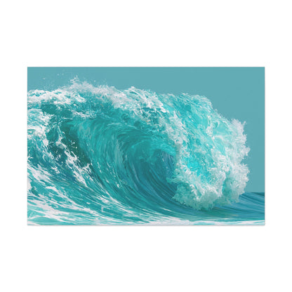 Grande vague turquoise graphique avec rouleau et ecume blanche - Art Virtuoso - vue 5/20