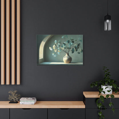 Tableau Bouquet ginkgo vert sauge atmosphère solaire