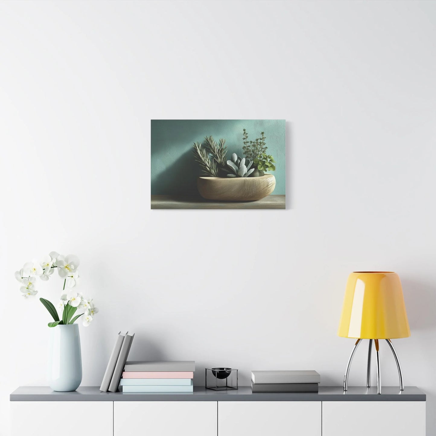 Tableau Cuisine vert sauge bois esprit atelier d'herboristerie