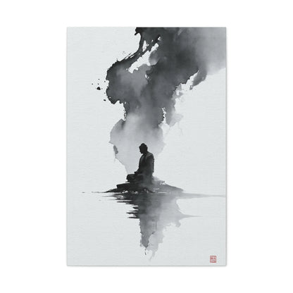 Tableau Calligraphie Bouddhique - Sagesse en Sumi-e - ambiance bureau créatif