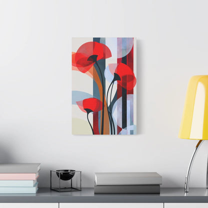 Tableau Coquelicot Minimaliste - Design Scandinave - décor salon contemporain bois