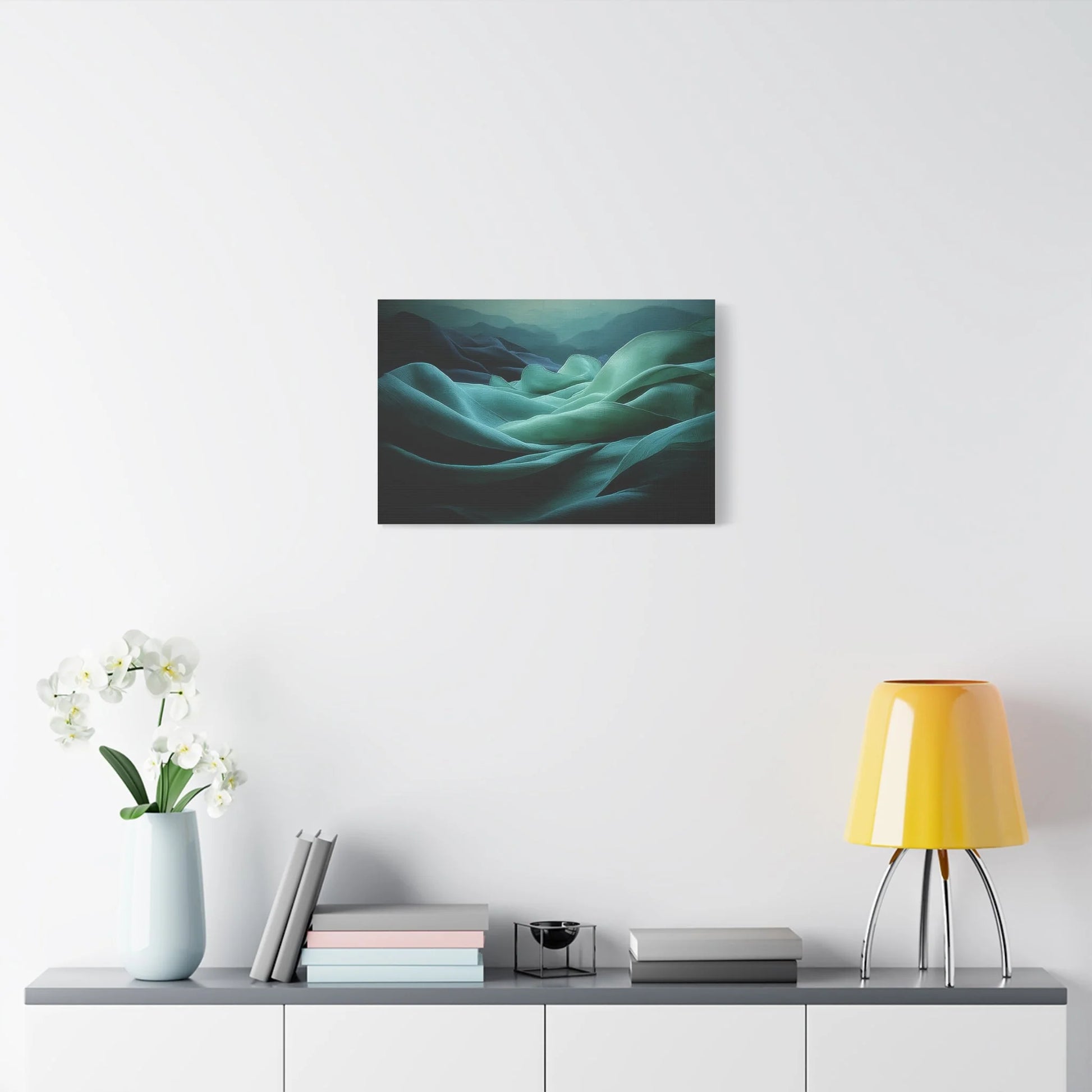 Tableau Drapés vert sauge esprit art textile contemporain