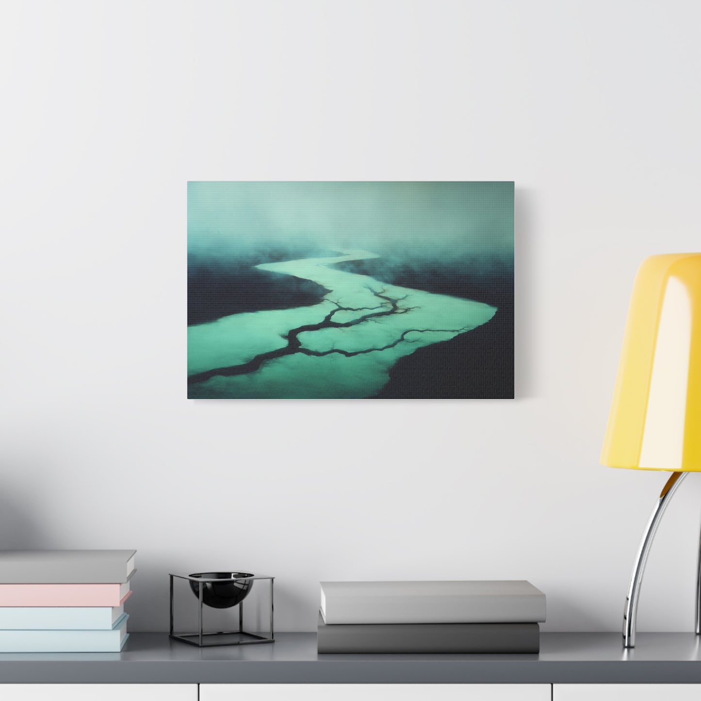 Tableau Méandres vert sauge ambiance minimaliste