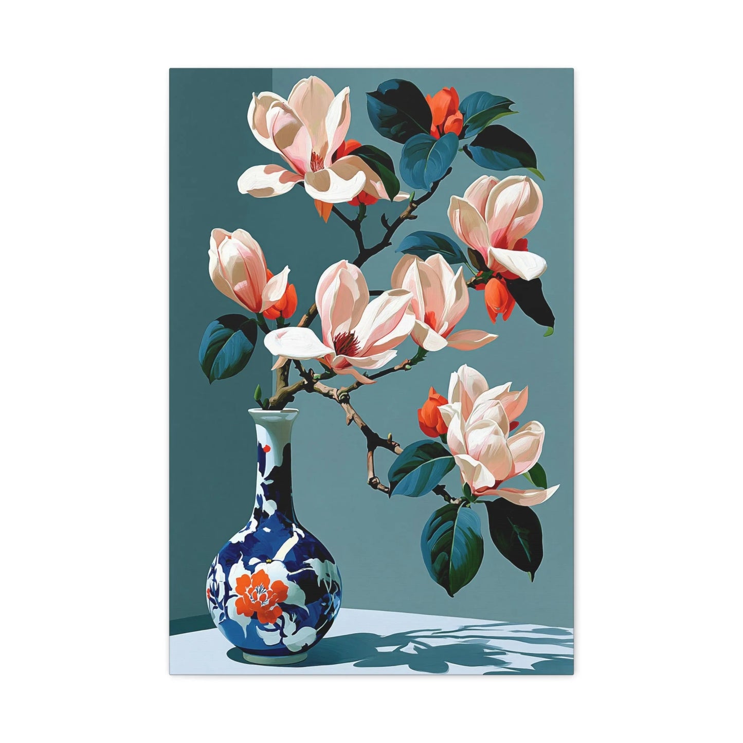 Tableau Nature Morte Magnolia Japonais - Branche en Silence - intégration salon scandinave