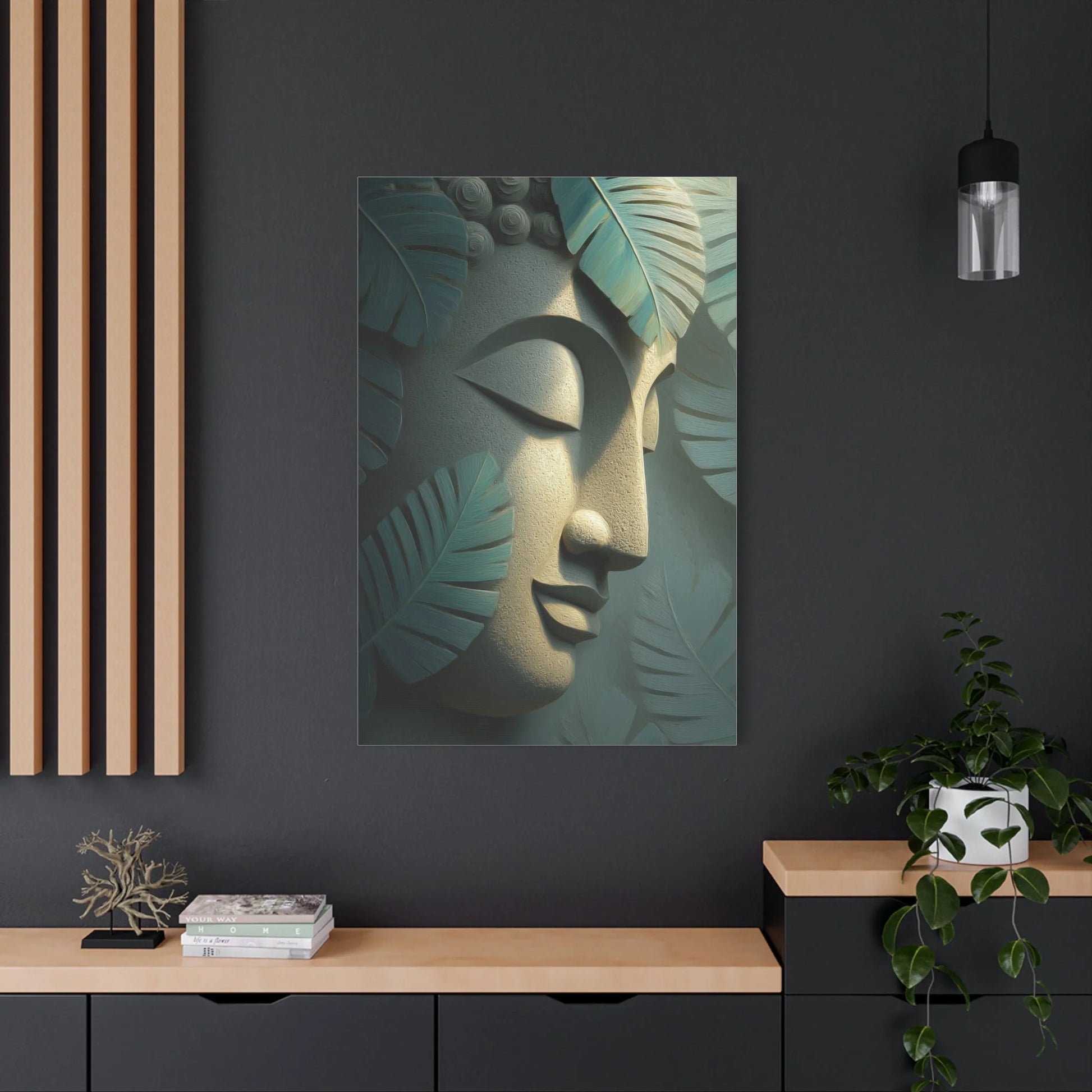 Tableau Bouddha Vert Sauge - Murmure du Temple — Art Virtuoso