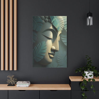 Tableau Bouddha Vert Sauge - Murmure du Temple — Art Virtuoso