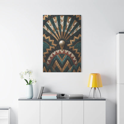 Tableau en Mosaïque Art Déco Éventail - Symétrie Dorée - vue mur grande hauteur