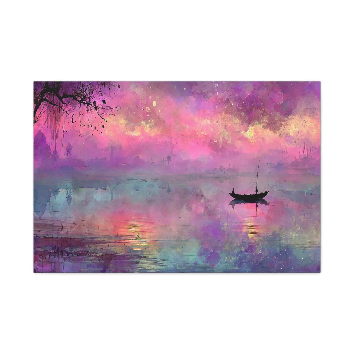 Tableau Crépuscule violet esprit peinture orientaliste